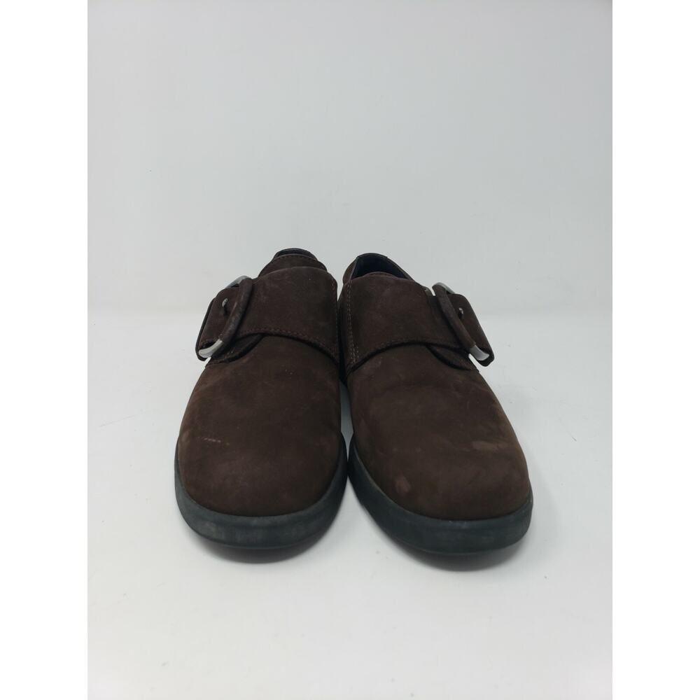 Ecco Womens Brown Suede Loafers Buckle Flats Size 41 US 10.5 M